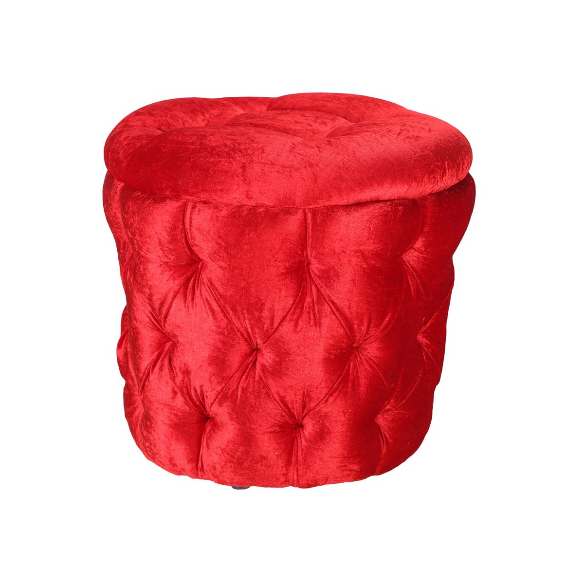 ML-744-THE LUSTOR ROUND VELVET PUFFY IN RED COLOR - Image 2