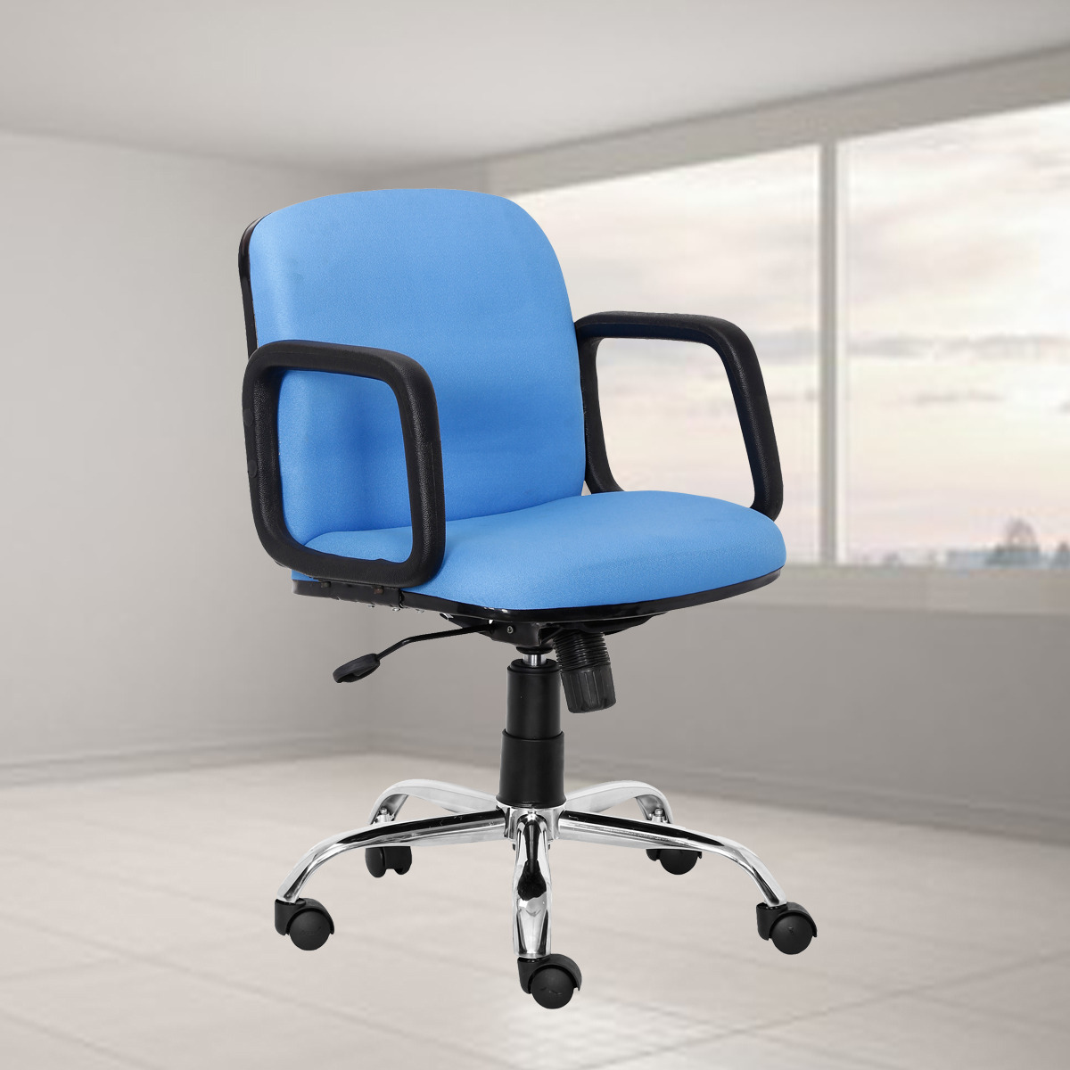 ML-1030-Padded Fabric Crepe Low Back Executive Chair In Light Blue Color