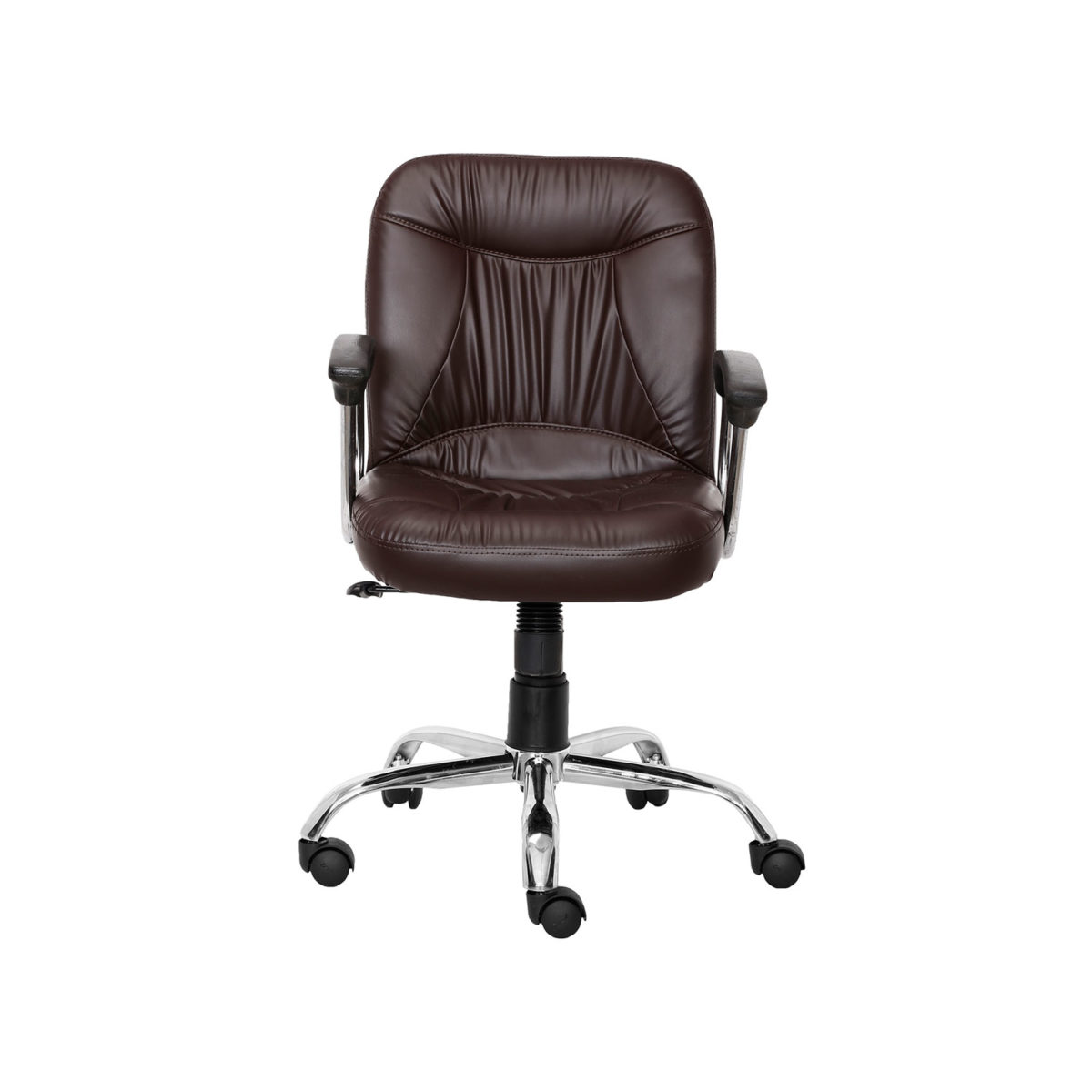 ML-1011-Leather Mid Back Workstation Chair In Brown Color - Image 3