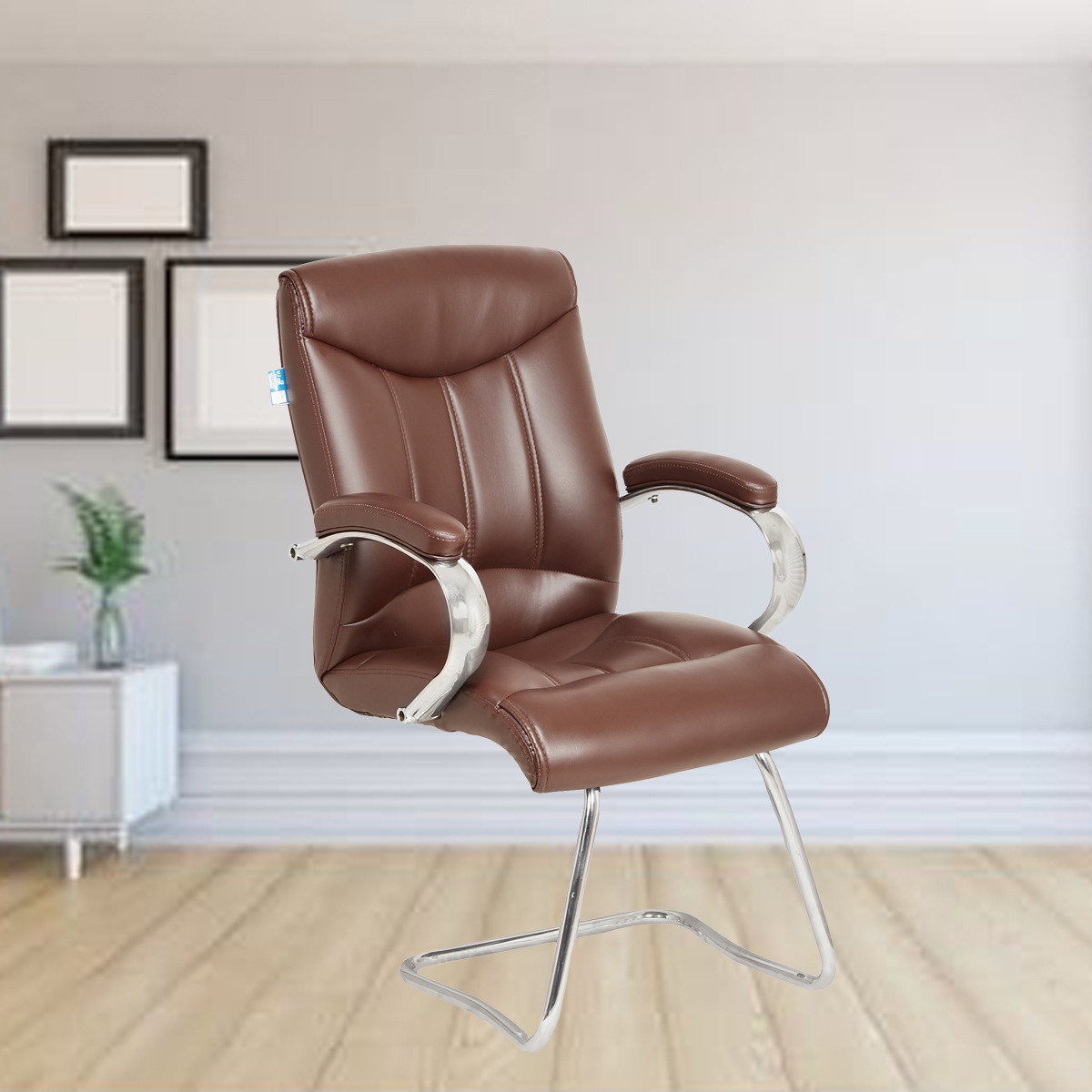 ML-1657-Brown bonded leather Padded Office Visitor Chair