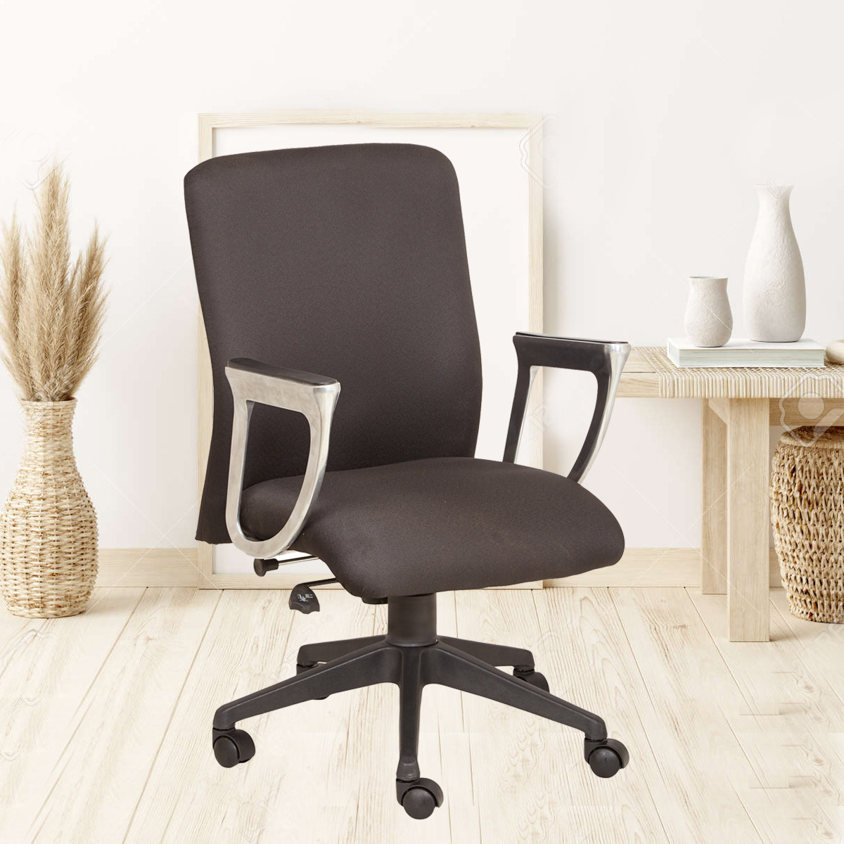 ML-1664-Brown Padded Mesh Fabric Visitors Office Chair