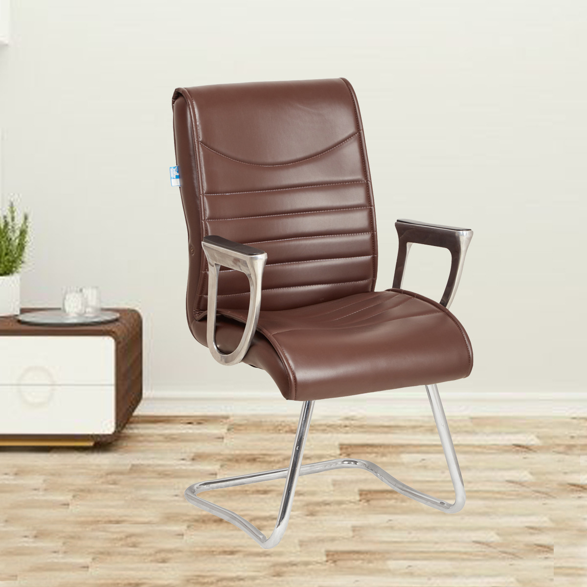 ML-1667 Fixed Simple MB Brown Leatherette Office Chair