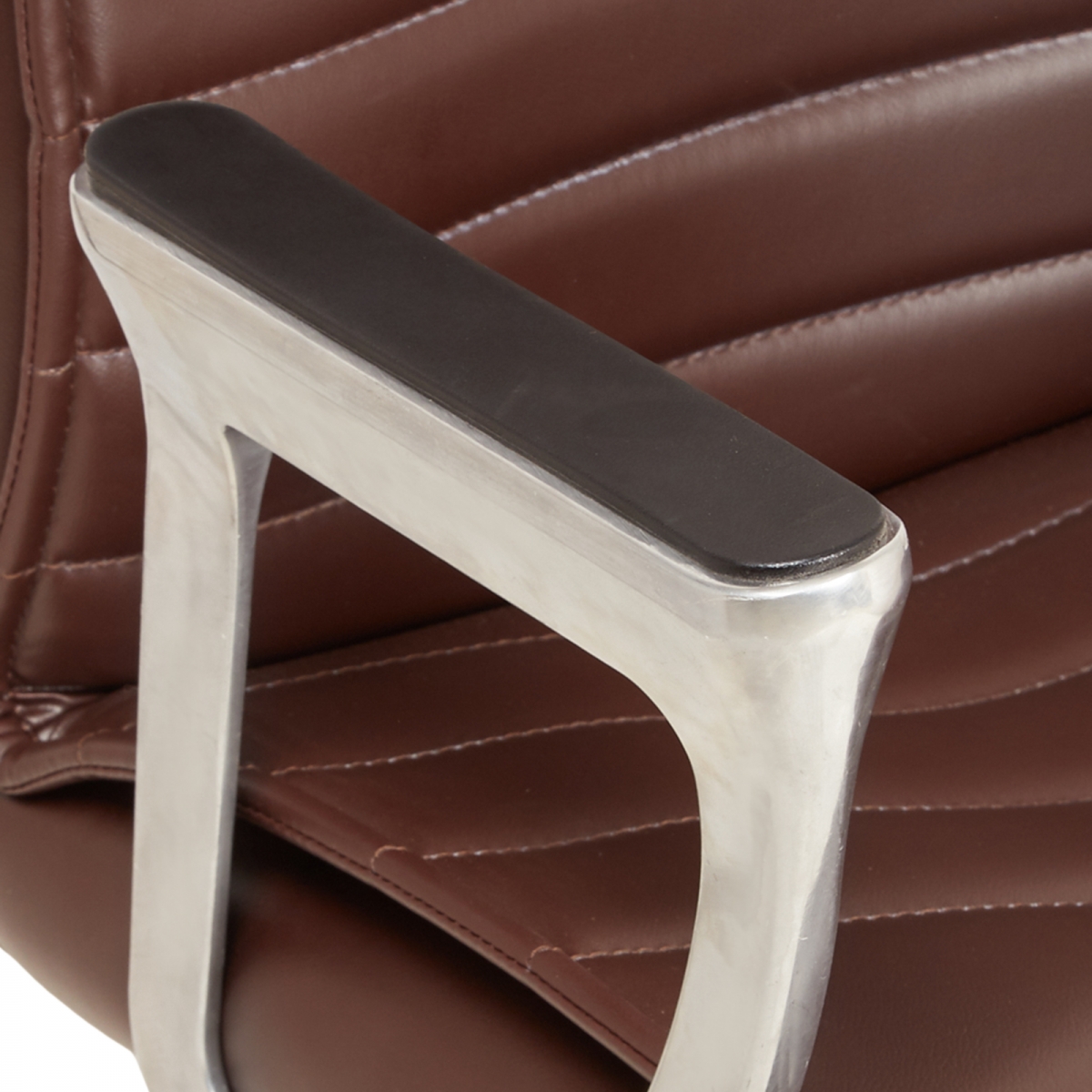 ML-1667 Fixed Simple MB Brown Leatherette Office Chair - Image 3